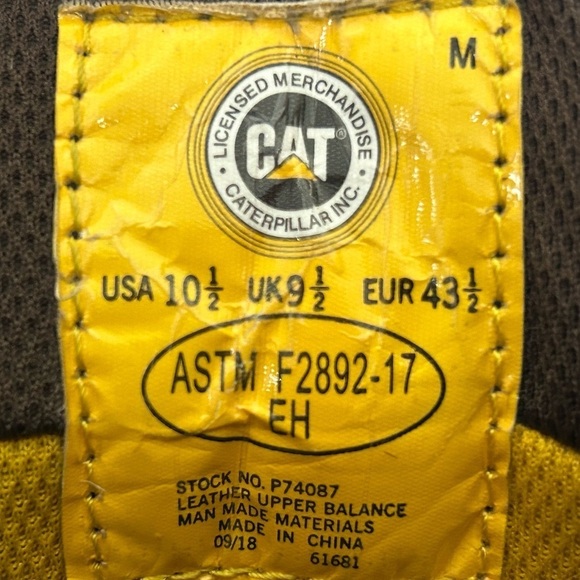 Caterpillar Mens Outline Leather Soft Toe ASTM F2892-17 Work Boots SZ US 10.5 - Picture 11 of 12
